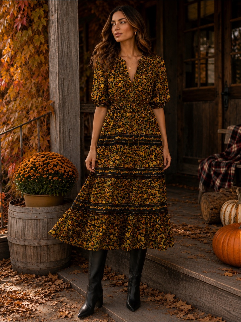 NWT FARM Rio Starfruit Green and Yellow Floral Tiered Maxi Dress size S